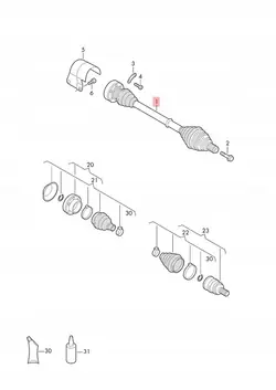 AUDI A3 8V Arbre de transmission avant droit 5Q0407272DQ