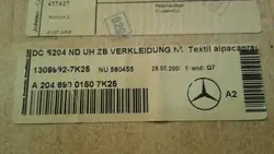 Garniture de plafond Mercedes W204 Break OEM 13099927K2