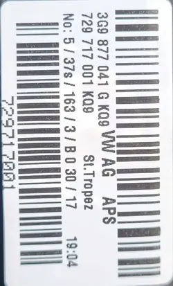 VW Passat B8 Panoramadak Gordijn OEM 3G9877041G