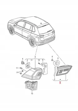 VW TIGUAN II Feu Arrière Gauche LED 5NA945093F