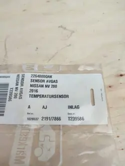 Abgastemperatursensor Nissan Qashqai 2264000QAK