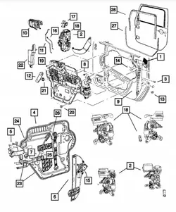 OEM JK-4589AL voorportier slot rechts - Jeep Wrangler