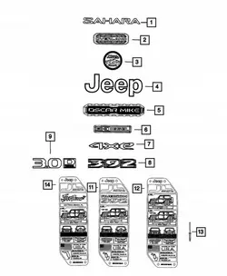 Jeep OE Gouden Frame Embleem voor Wrangler JL 392
