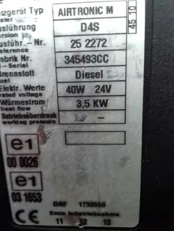Chauffage de stationnement Webasto pour DAF XF 105 CF D4S
