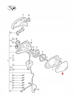 Insert Miroir Gauche Audi A5 B10 OEM 85E857535E