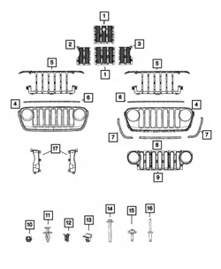 OEM k68TZZAA Linker grillsierlijst Jeep JL 2018+