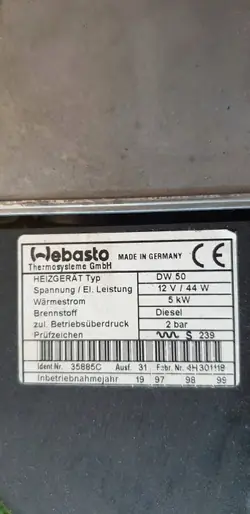 Chauffage de stationnement Webasto DW50 12V 44W