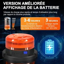 AT00674-F LED-waarschuwingslamp - 360° magnetisch batterij