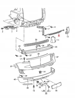 Deslizamiento de montaje de parachoques trasero VW Touareg 7L