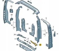 Cinto traseiro esquerdo OEM 2PAST VW Transporter T5 T6