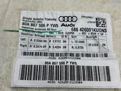 Plafonnier Audi Q5 OEM 80A867506P - État d'occasion