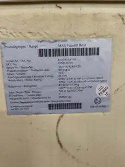 Käytetty MAN jääkaappi OEM 81639106109 TGX/TGS:lle