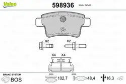 Plaquettes de frein Valeo OEM 598936 - État utilisé