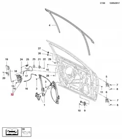 Base de verrou de poignée de porte avant droite Opel Insignia B