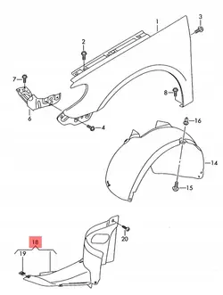 VW CC 12-17 Passaruota anteriore destro inferiore 3C8805912B