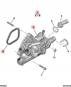 Termostaatin kotelo OEM 9827818480 Citroen C5 Aircrossille