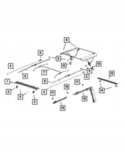 OEM 68196236AA Dakdwarsbalken voor Jeep Wrangler JK