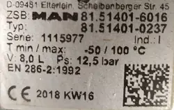 Réservoir d'air MAN TGX 2018 8L (OEM 81514016016)