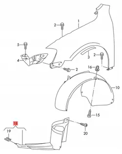 Copertura passaruota anteriore sinistra VW Passat B7 3AA805911