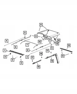 Moldura plástica porta dianteira OEM 55397075AF para Jeep Wrangler JK