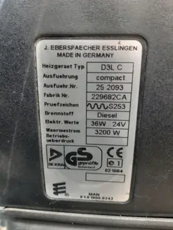 Chauffage Eberspacher D3L C MAN OEM 81619006343