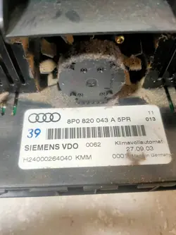 Panneau de Contrôle de Ventilation Audi A3 8P 8P0820043A