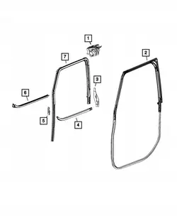 Voorste linker deurraamafdichting Wrangler JL JT OEM 68271655AG