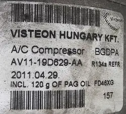 Compresseur de Climatisation Ford Fiesta MK3/MK6/B-Max - AV11-19D629-AA