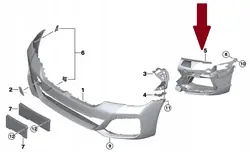 Soporte de parachoques derecho BMW 5 G30 G31 M Package OEM