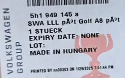 Lumière d'assistance au changement de voie VW Golf VIII