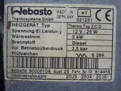 Chauffage Webasto OEM 9000610A pour Mazda 6 I 2002-2008