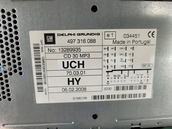 Opel CD30 MP3 Radio Display OEM 13289935 image 10
