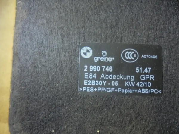 Tapis de coffre BMW X1 E84 OEM 2990746 image 3