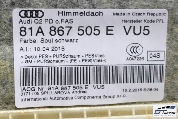 Techo Audi Q2 Techo Solar OEM 81A867505E Usado image 6