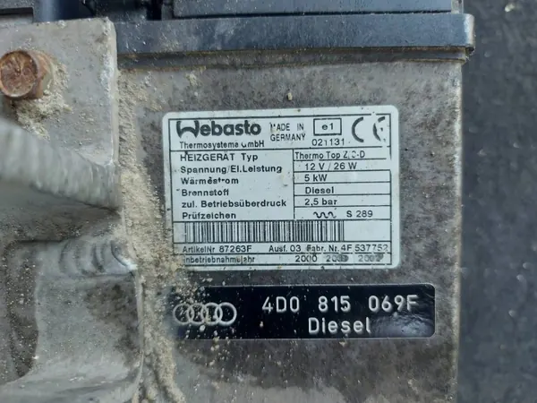 AUDI A8 D2 Webasto Thermo Top Z 4D0815069F image 4