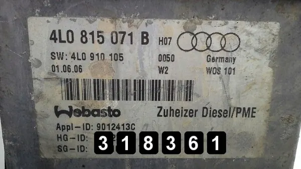 Préchauffeur Webasto Audi Q7 OEM AM-318361 image 6