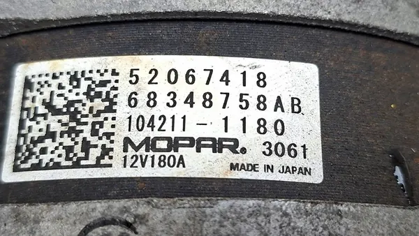 Vaihtovirtageneraattori Jeep OE 52067418 image 6