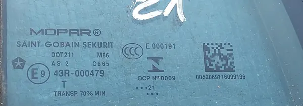 JEEP RENEGADE 21 22 VITRE PORTIÈRE AVANT DROITE OEM SW3VAB1BBV image 2