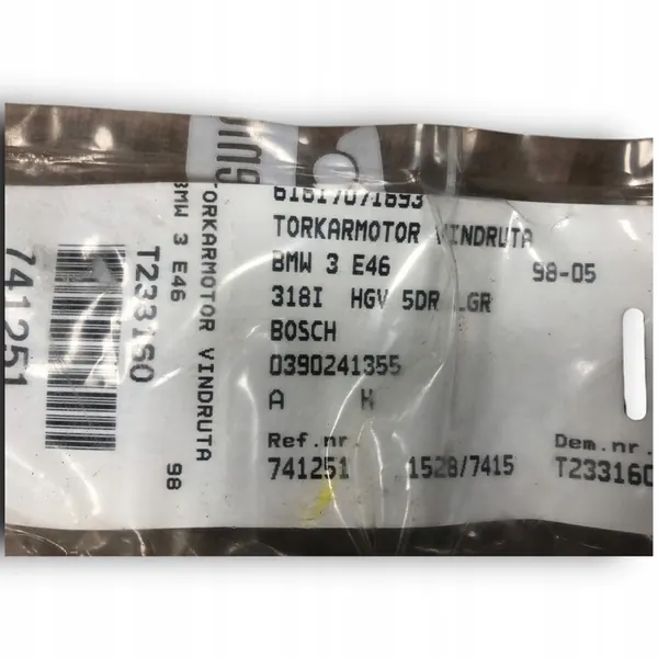 BMW 3 E46 Framrutespolermekanism 61617071693 image 2