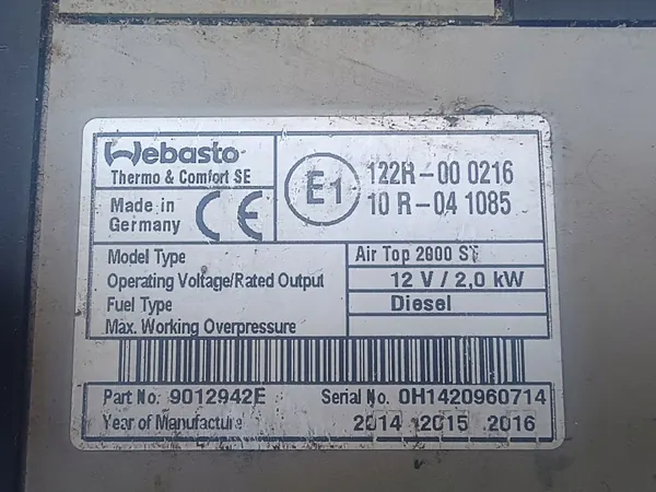 Webasto Air Top 2000 ST 12V/29W 2KW Diesel-verwarming image 5