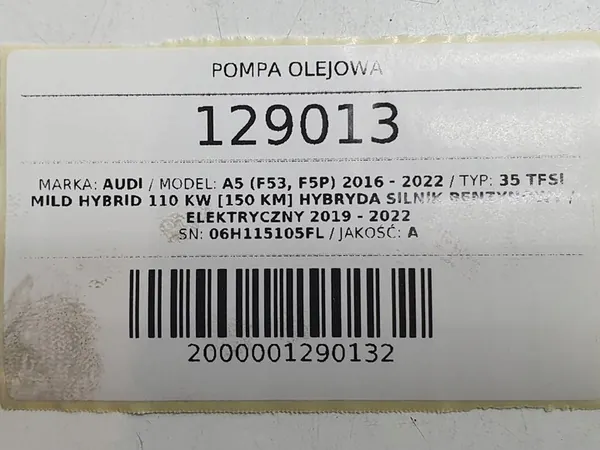 Olje pump Skoda VW Audi A5 2.0 TFSI 150HK OEM image 6