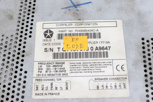 Radio CD/Cassette OEM P04858543ACA pour Chrysler PT Cruiser image 6