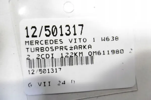 Turbocompresor MERCEDES VITO I W638 2.2 CDI A611 0960299 image 2
