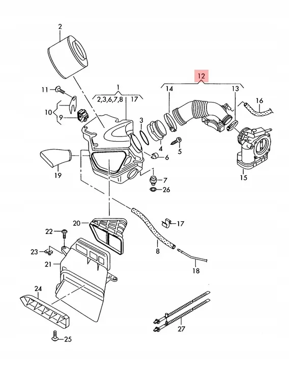 Luftansaugschlauch Audi S4 S5 B8 06E129629Q image 2