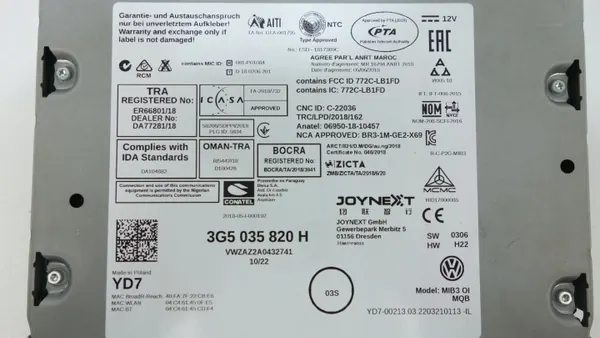Lecteur navigation MIB3 OEM 3G5035820H - Occasion image 5