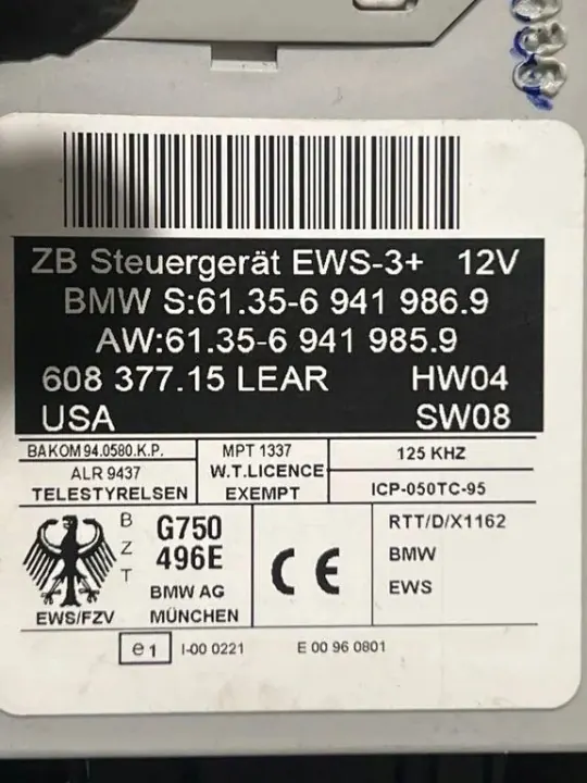 BMW Immobilizer-modul OEM 61356941986 för X5 E53 image 3