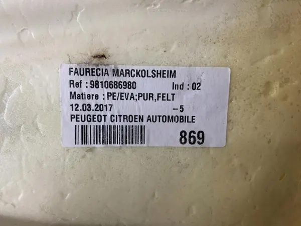 Isolation cloison OEM 9810686980 pour Peugeot 3008 II image 5