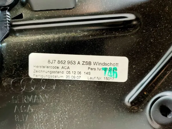 Vindskärm Audi TT 8J 06-14 Cabrio OEM 8J7862953A image 6