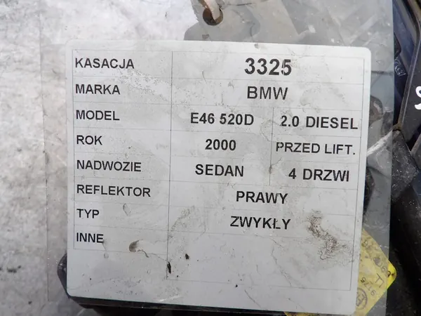 Farol direito BMW E46 0301089206 image 4