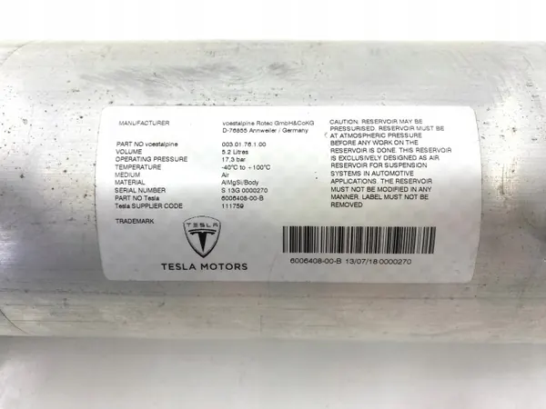 Tesla S Luchtvering Tank OEM 6006408-00-b - Compleet image 3